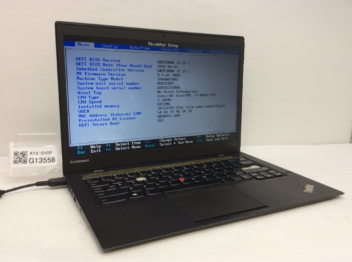 日本初の 2nd Carbon X1 ThinkPad 20A8A0JW01 LENOVO ジャンク/ Intel