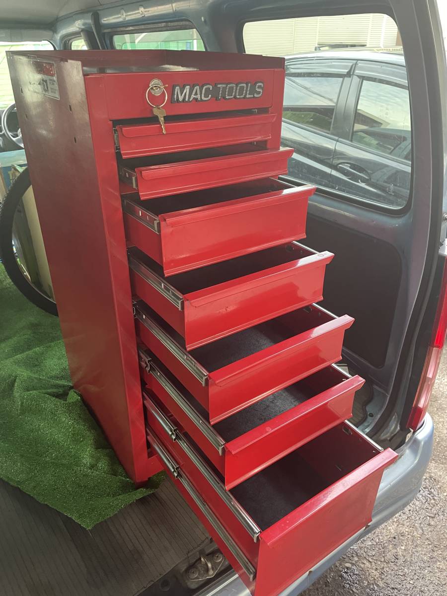 中古 マックツール 7段式 キャビネット 鍵付き MAC 工具箱(設置型