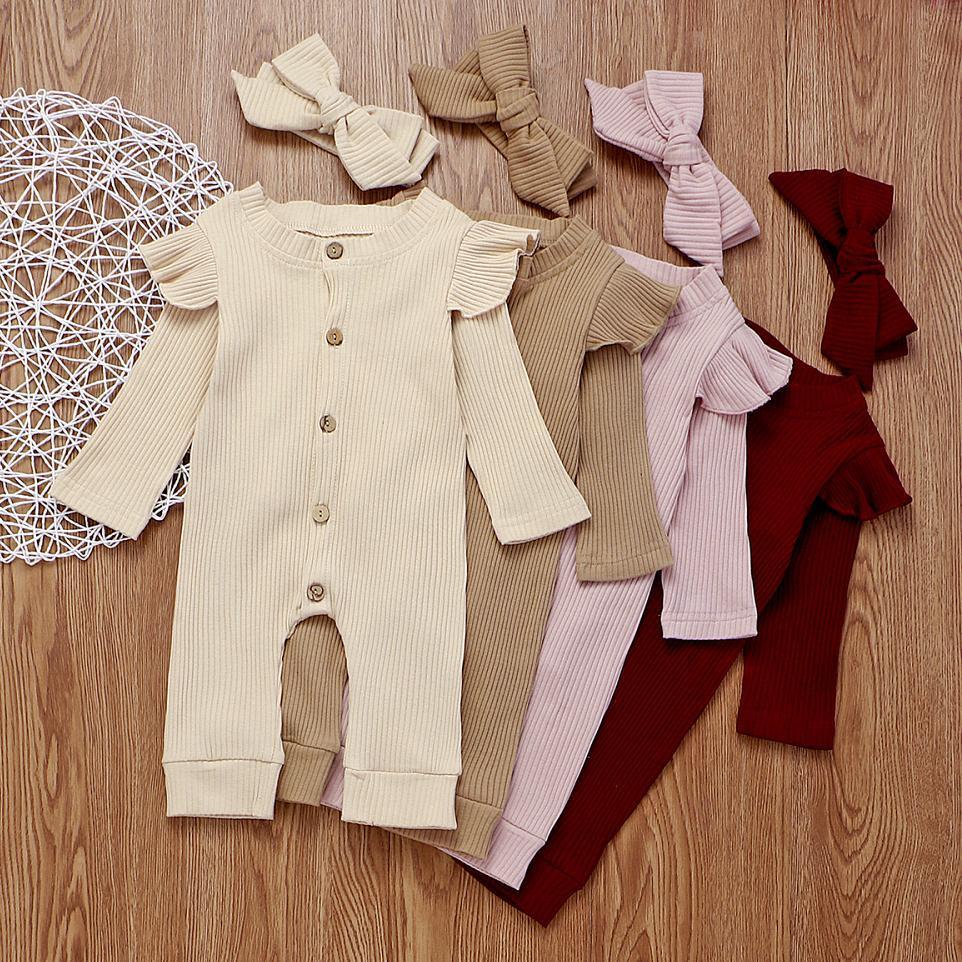  new goods unused 80cml beige (#BM ribbon attaching coverall ) hair band attaching long sleeve rompers front opening Kids child baby girl spring autumn winter celebration of a birth 