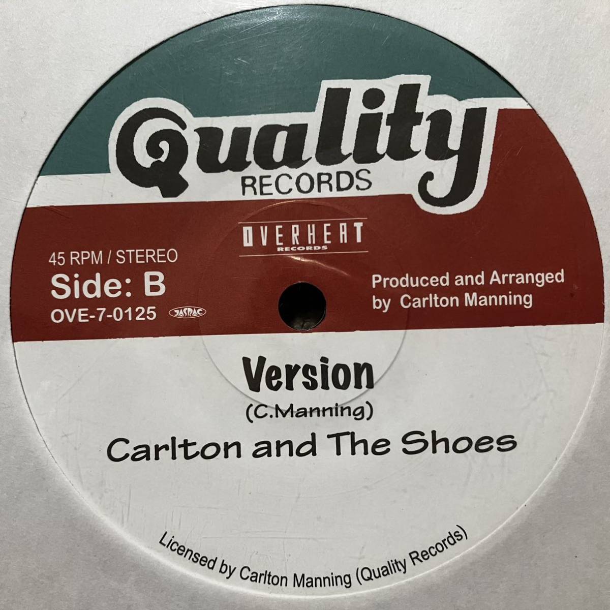 CARLTON & THE SHOES GIVE ME LITTLE MORE 7インチ 2015年 OVERHEAT再発盤 fishmans lovers rock rock steady