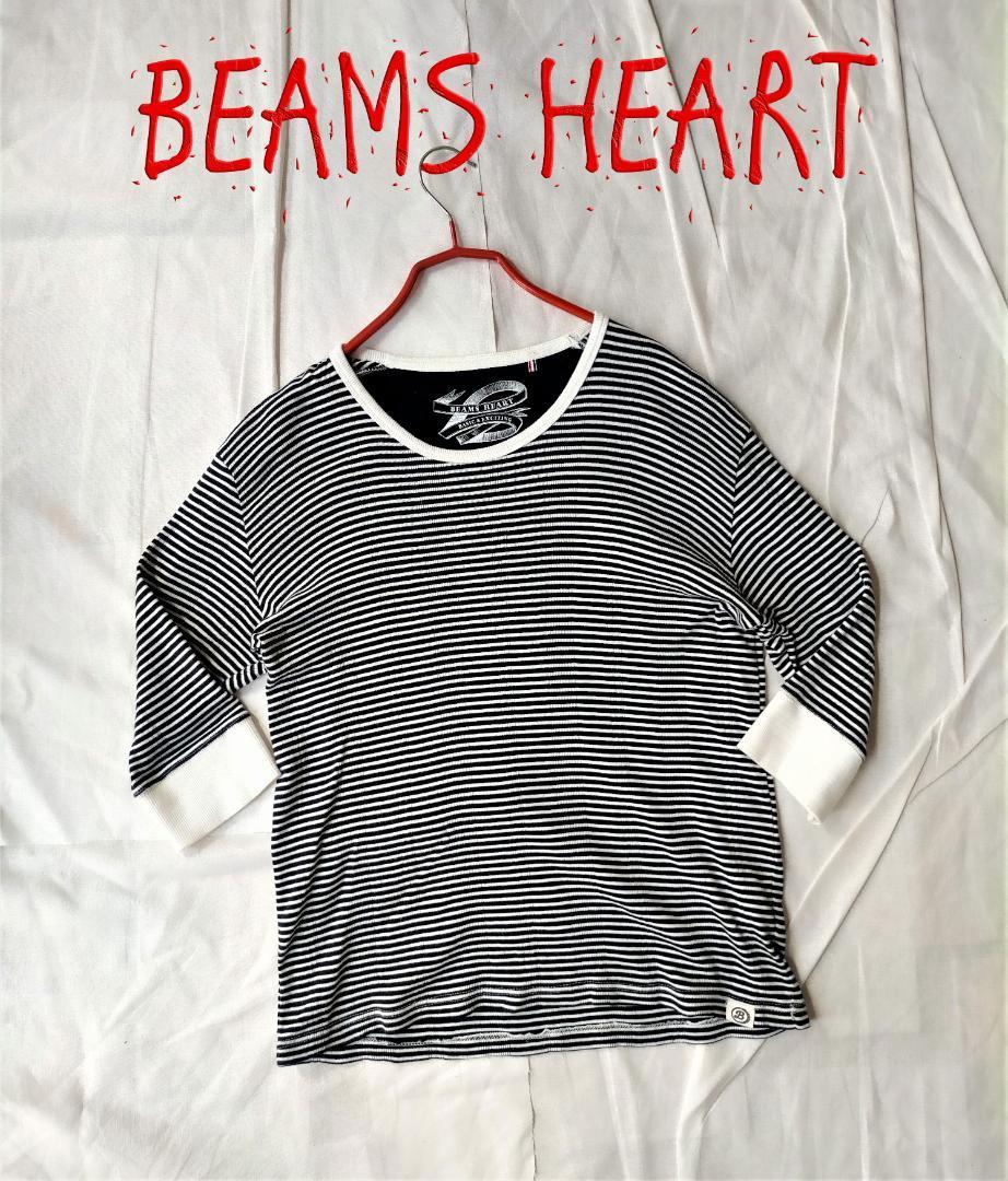 本日限定　BEAMS HEART ボーダー5分袖Tシャツ カットソーm70383272643_画像1