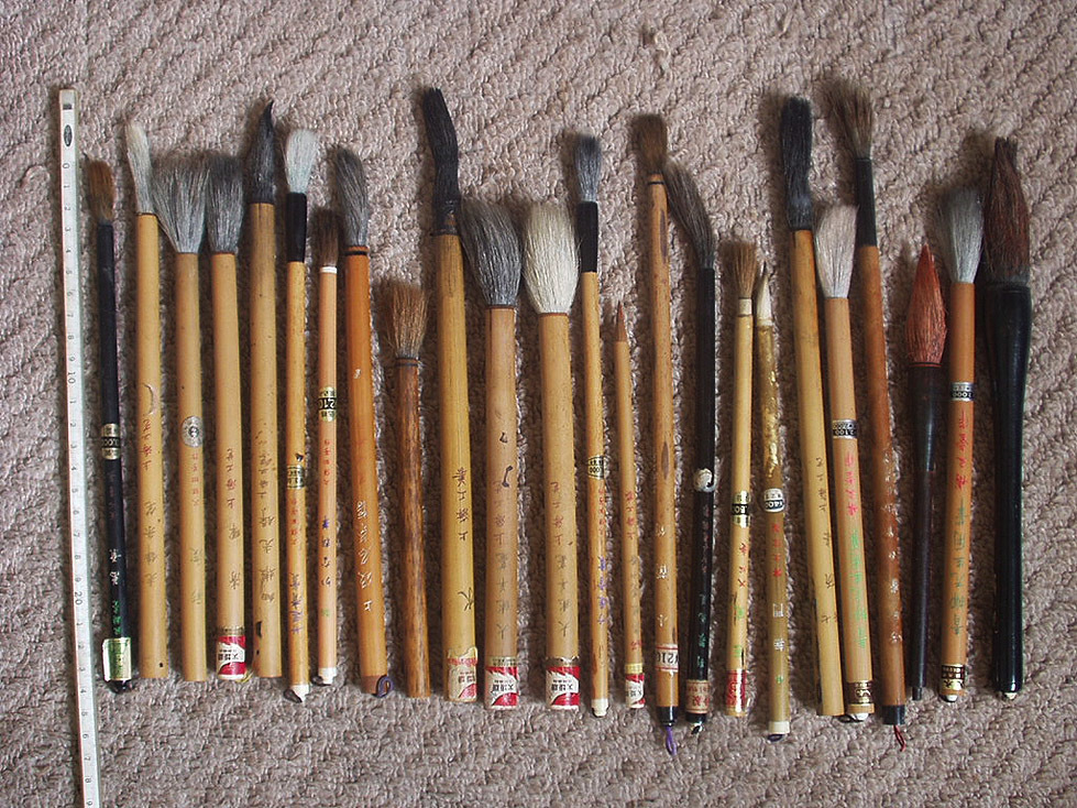  calligraphy writing brush middle writing brush calligrapher use item . unused preservation goods 