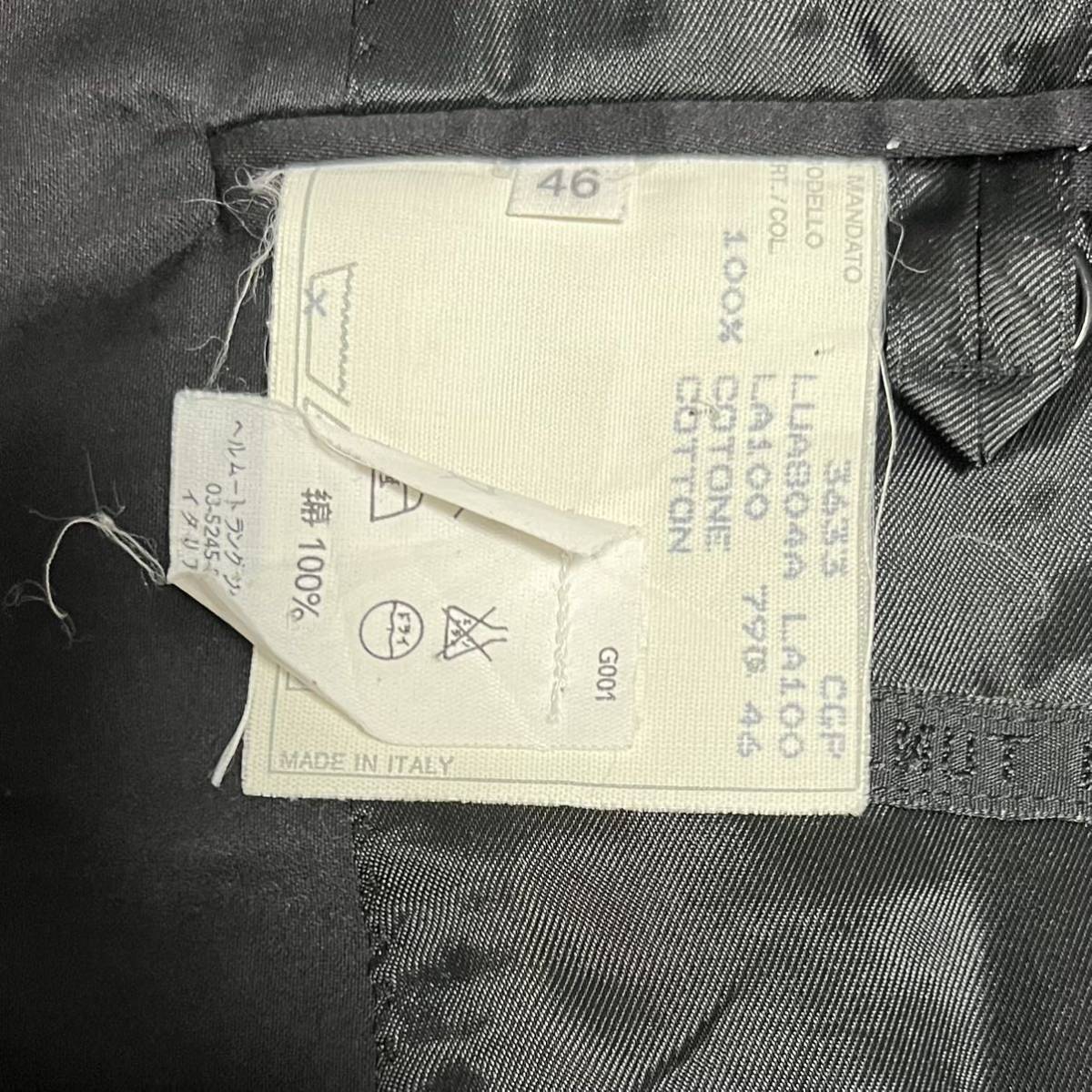 本人期 HELMUT LANG セットアップ スーツ コットン ブラック 本人期 HELMUT LANG セットアップ スーツ コットン ブラック