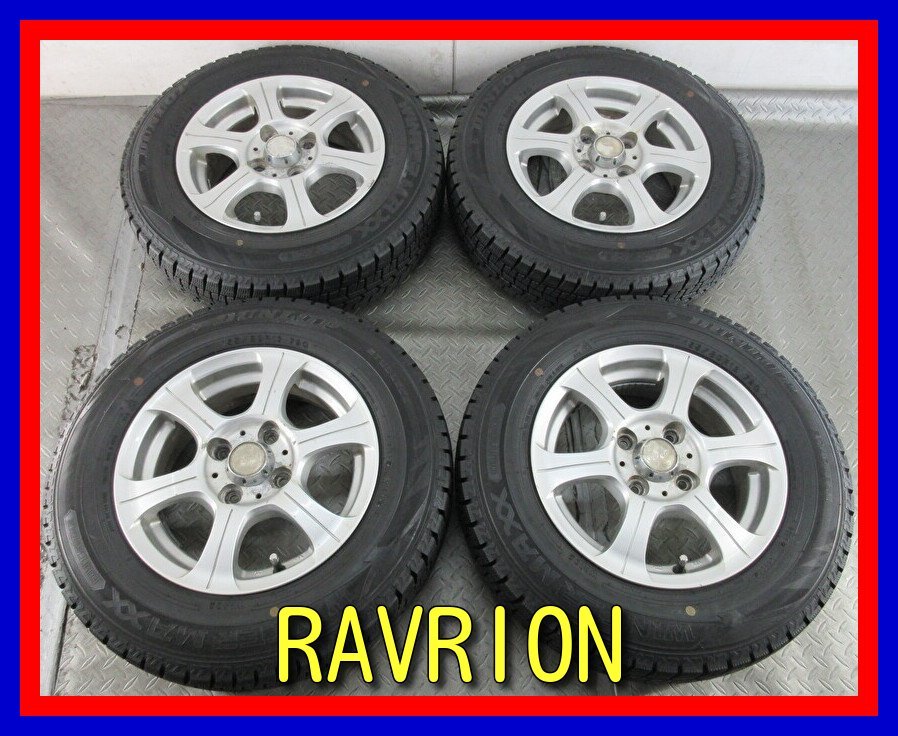 ■中古タイヤホイール■　RAVRION 13インチ 5J +35 4H 100 DUNLOP WM02 155/80R13 79Q パッソ ヴィッツ 冬 ST 激安 送料無料 J920_中古タイヤホイール４本