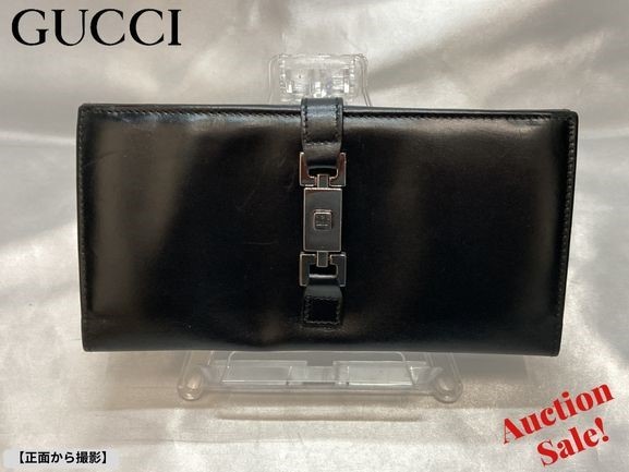 ★☆【中古】GUCCI グッチ ジャッキー 二つ折り長財布 Wホック レザー ブラック 035・1502・2134☆★_画像1