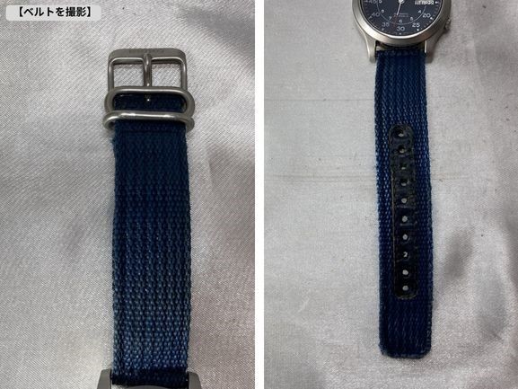 ★☆【中古/裏スケ】SEIKO セイコー セイコー5 腕時計 7S26-02J0 AT 自動巻き ミリタリー デイデイト メッシュベルト ネイビー 箱付属☆★_ベルトに汚れと素材のはがれがあります。