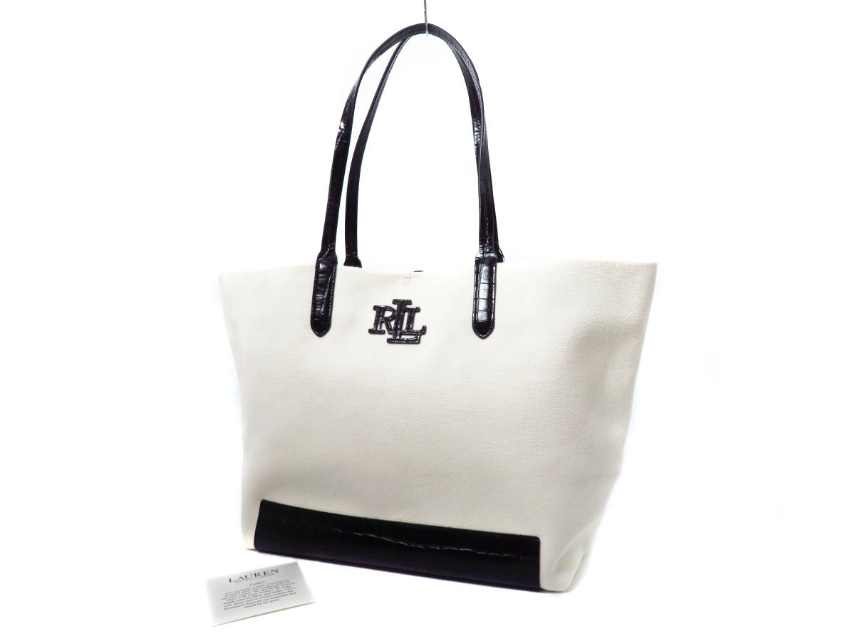 12389 新品未使用 RALPH LAUREN ラルフローレン RLロゴ 革アップリケ