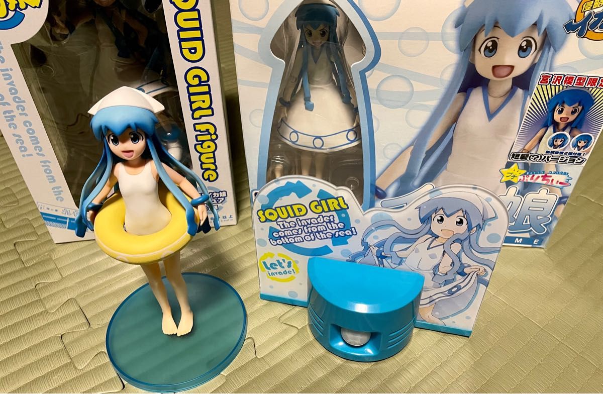 侵略!イカ娘 フィギュア グッズ 4点セット プライズ プチぷりちぃーシリーズ 宮沢模型限定版 水着 浮き輪 アクリルスタンド