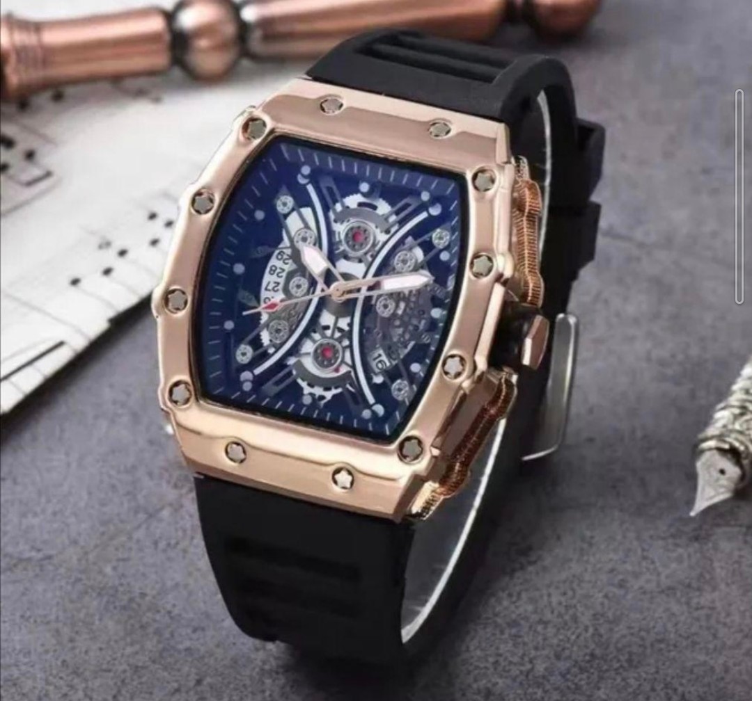 工場出荷品 新品 腕時計 リシャールミルtype クオーツ オマージュウォッチ ラバー トノー ピンクゴールド_画像2