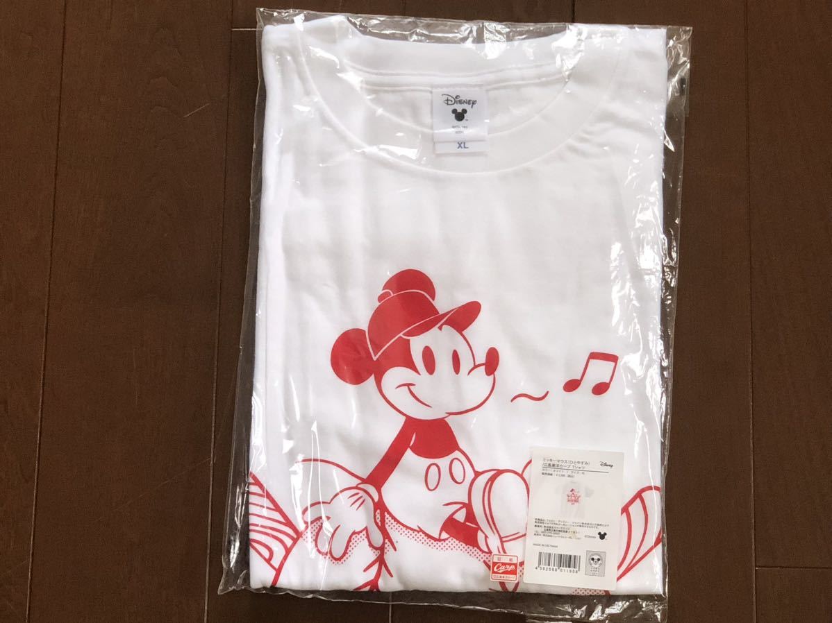 広島カープ 公認グッズ ディズニーコラボ ミッキーマウスTシャツ（ひとやすみ） 新品未開封 XLサイズ ホワイト 定価3300円_画像1