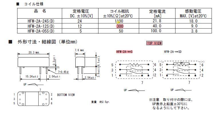 水銀リレー ３個 12V, 2a接点、NEC　UMP-2A12S_参考資料