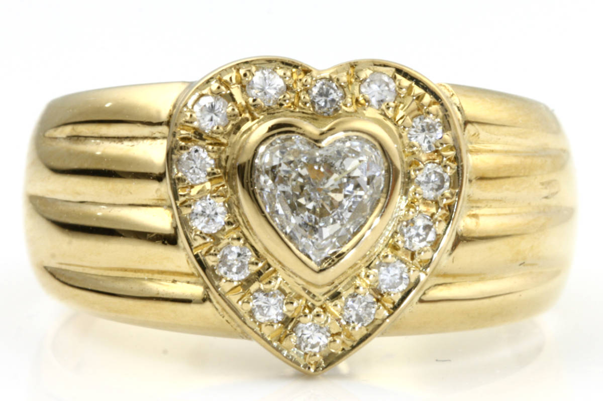 PR206646 Heart diamond ring 16.5 number 0.3ct pretty casual K18 yellow gold 