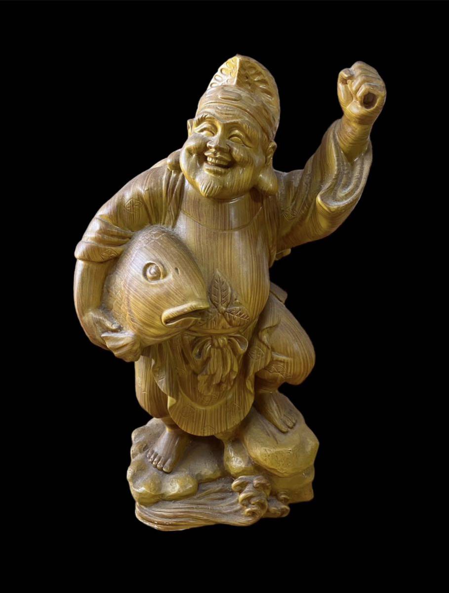 大黒様 恵比寿様 置物 2点 セット 木彫り風 七福神 インテリア 工芸品