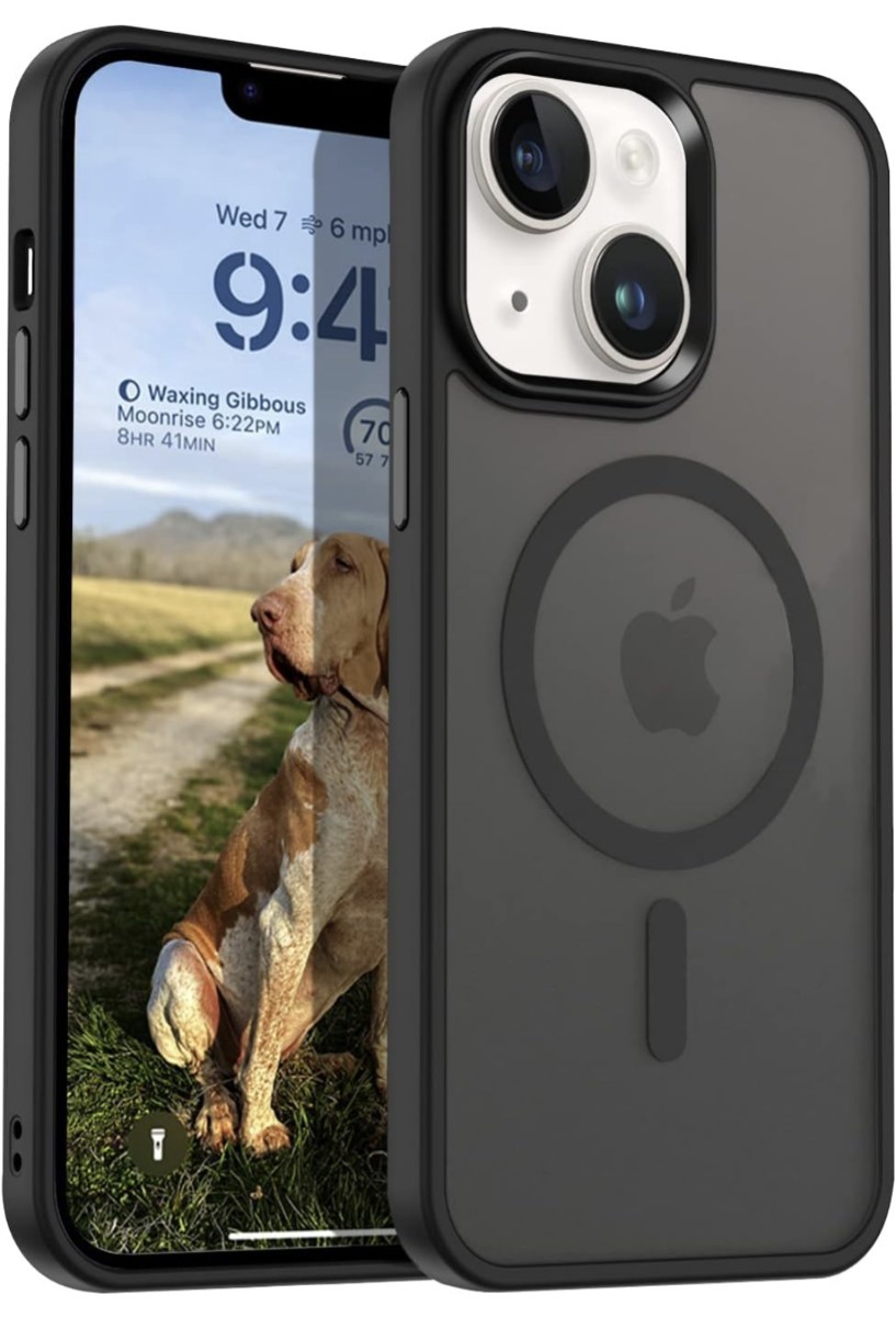 509h2714　【Magsafe対応】JXCXSON iPhone13ケース iPhone14 ケース マグネット搭載 耐衝撃 半透明 ワイヤレス充電 (ブラック)_画像6