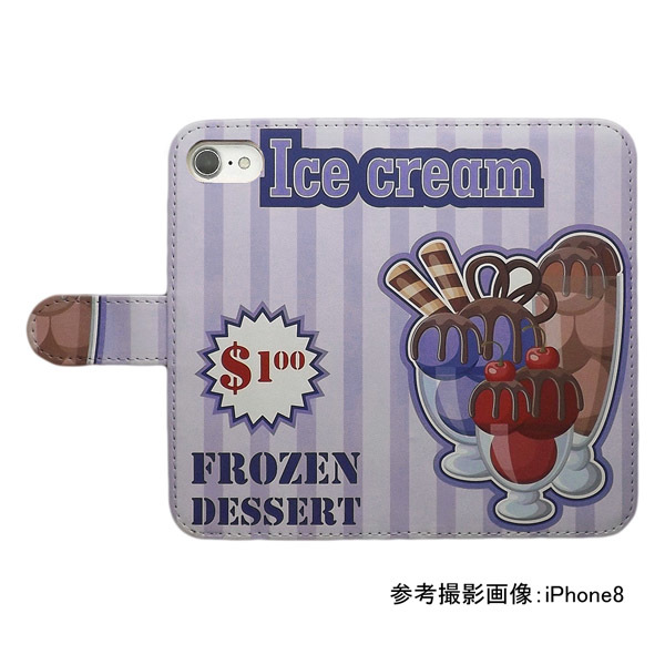 iPhone15　スマホケース 手帳型 プリントケース スイーツ アイスクリーム パフェ チョコレート_画像2