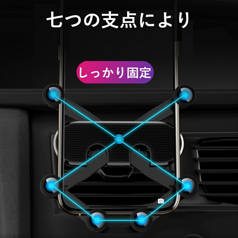 車載スマホホルダー エアコン 吹き出し口用 iPhone スマホ対応 ワンタッチ カーホルダー 携帯ホルダー 重力式自動開閉