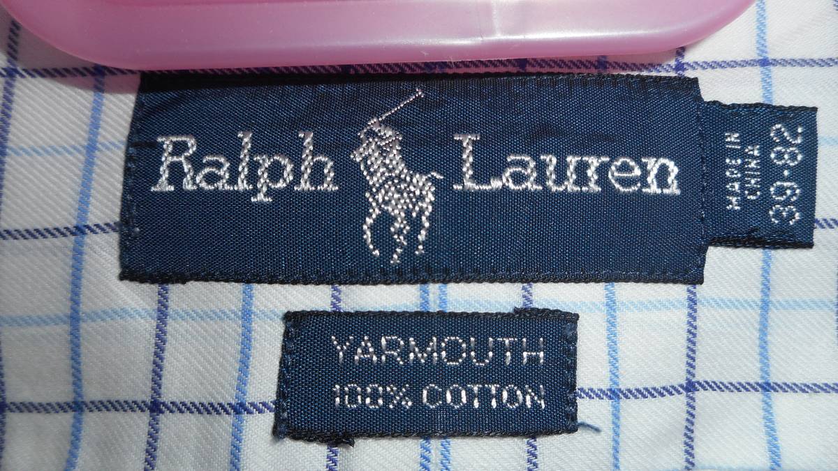 メンズ 長袖シャツ Ralph Lauren ラルフローレン YARMOUTH 39—82 ボタンダウンシャツ 格子柄 数回着用 クリーニング済_画像4