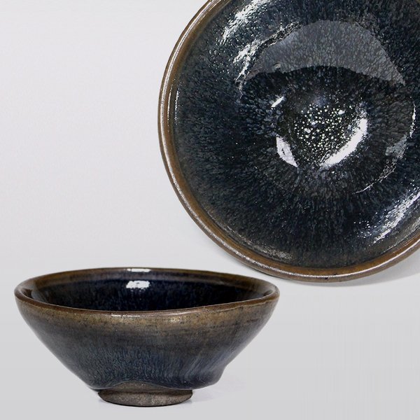 【TAKIYA】6911 『 黒釉碗 』 窯変 天目 茶碗 茶道具 中国 古美術 古玩 時代_画像1