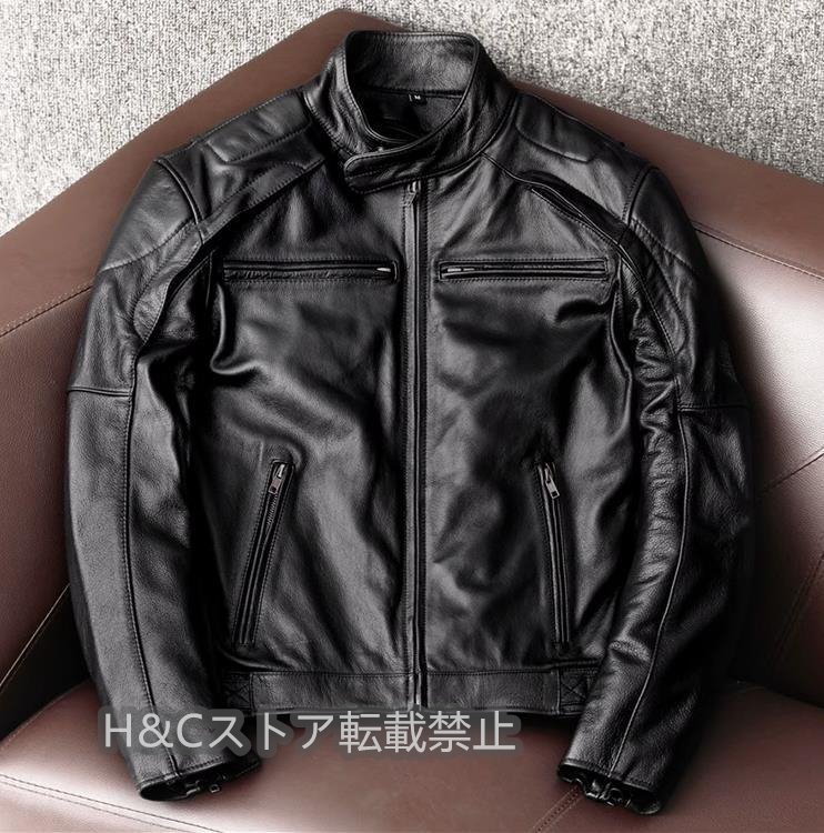 本革レザージャケット牛革服男性バイクバイカー服レザージャケットコート