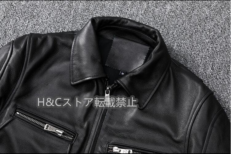 ライダースジャケット レザージャケット 牛革 バイクジャケット　秋冬　メンズ本革 革ジャン Ｓ～5ＸＬ　黒_画像5