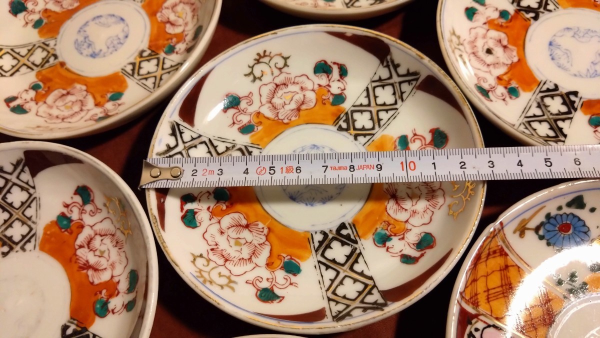 古伊万里 伊万里 華の図 色絵 金襴手 豆皿 菓子皿 ２種 ７客の画像8