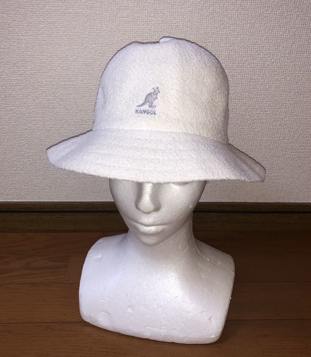 美品 KANGOL Bermuda Casual 0397BC S カンゴール バミューダ カジュアル メトロハット バケットハット ベルハット ホワイト 白 男女兼用