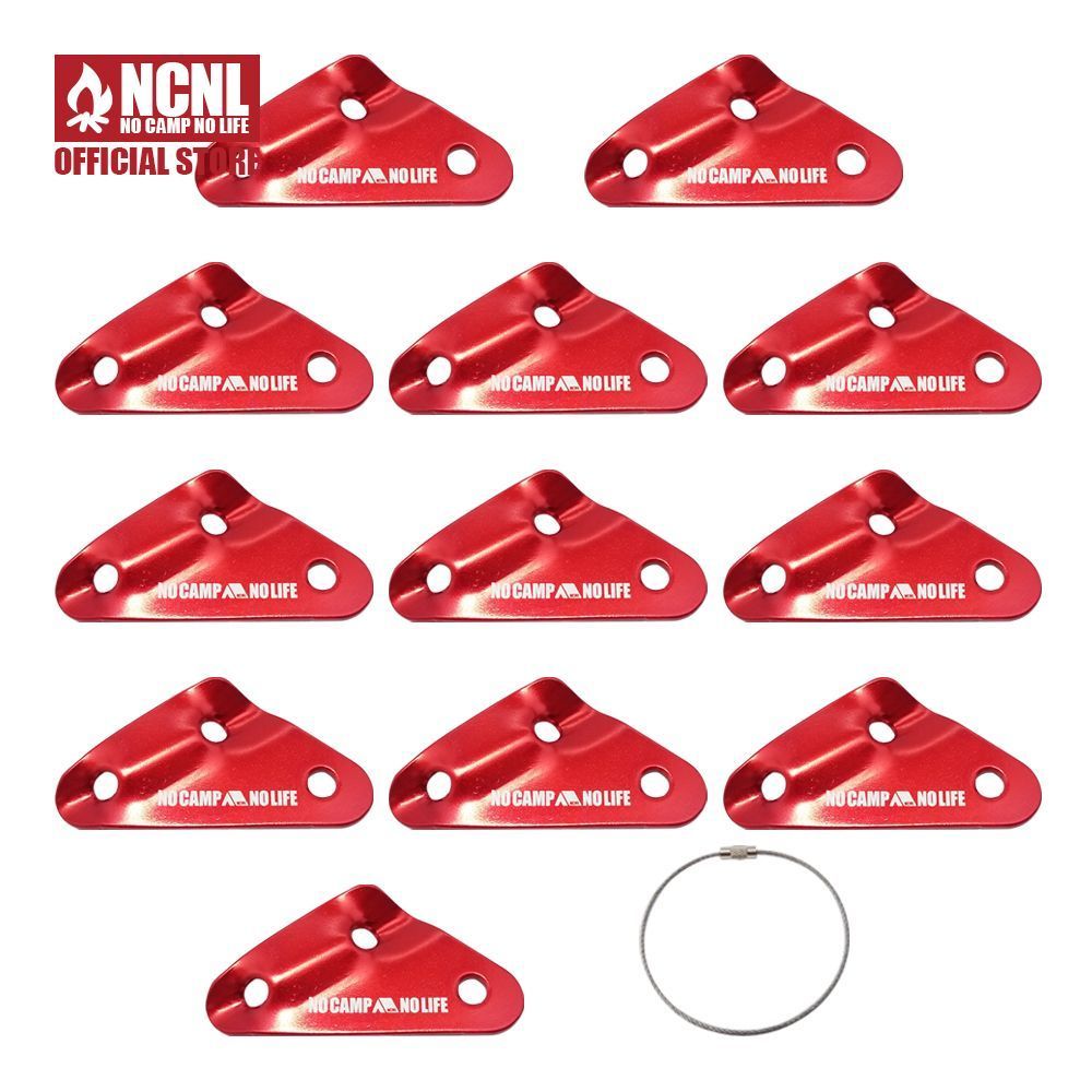 NCNL free metal fittings three rectangle red 12 piece set aluminium rope length adjustment tent accessory camp supplies storage for wire attaching 
