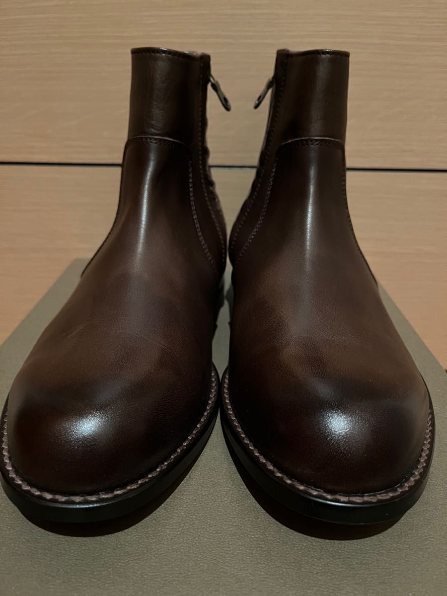 PADRONE ブーツ 41 deep brown パドローネ サイドジップ ブラウン レザー 日本製 定価35200円