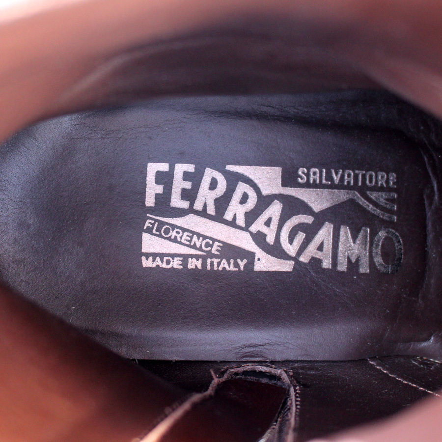 イタリア製★サルバトーレ フェラガモ Salvatore Ferragamo★サイドジップブーツ 6.5EE=24.5 レザー スウェード ブラウン  メンズ i-441
