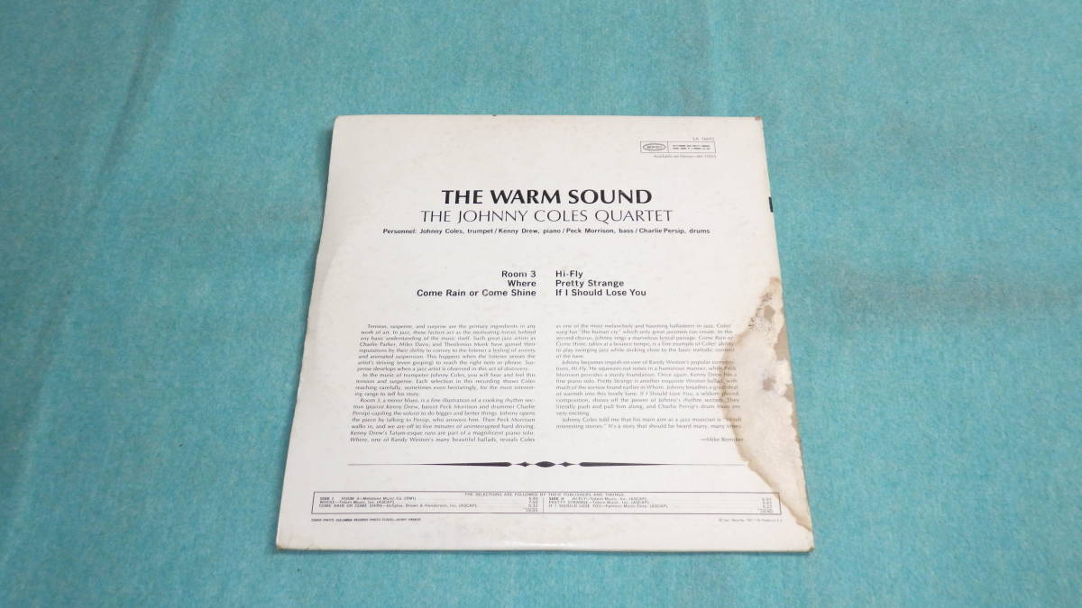 【LP】THE WARM SOUND  THE JOHNNY COLES QUARTET  オリジナル？の画像4