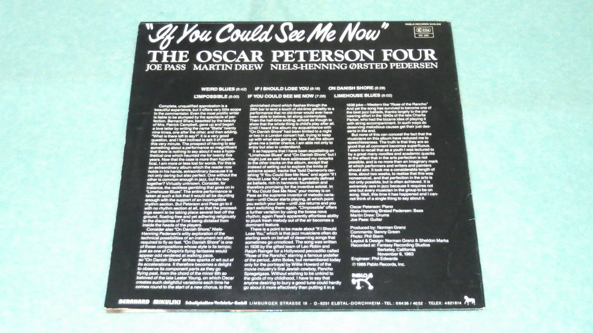 【LP】IF YOU COULD SEE ME NOW　　THE OSCAR PETERSON FOUR_画像4