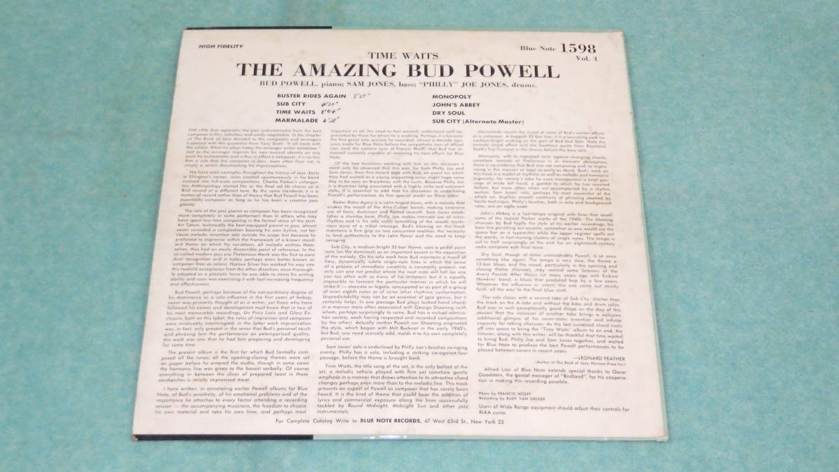 【LP】TIME WAITS　　THE AMAZING BUD POWELL_画像4