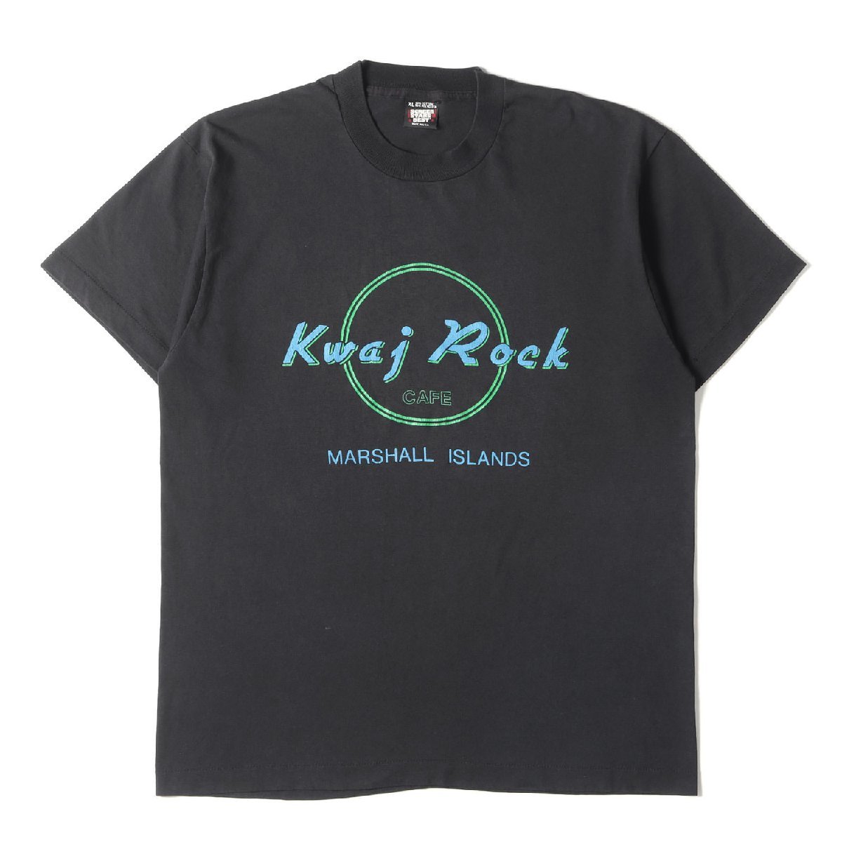 90s Kwaj Rock CAFE ロゴマーク クルーネック 半袖 Tシャツ 90年代 USA製 SCREEN STARS ブラック XL 90s - 00s ヴィンテージ古着