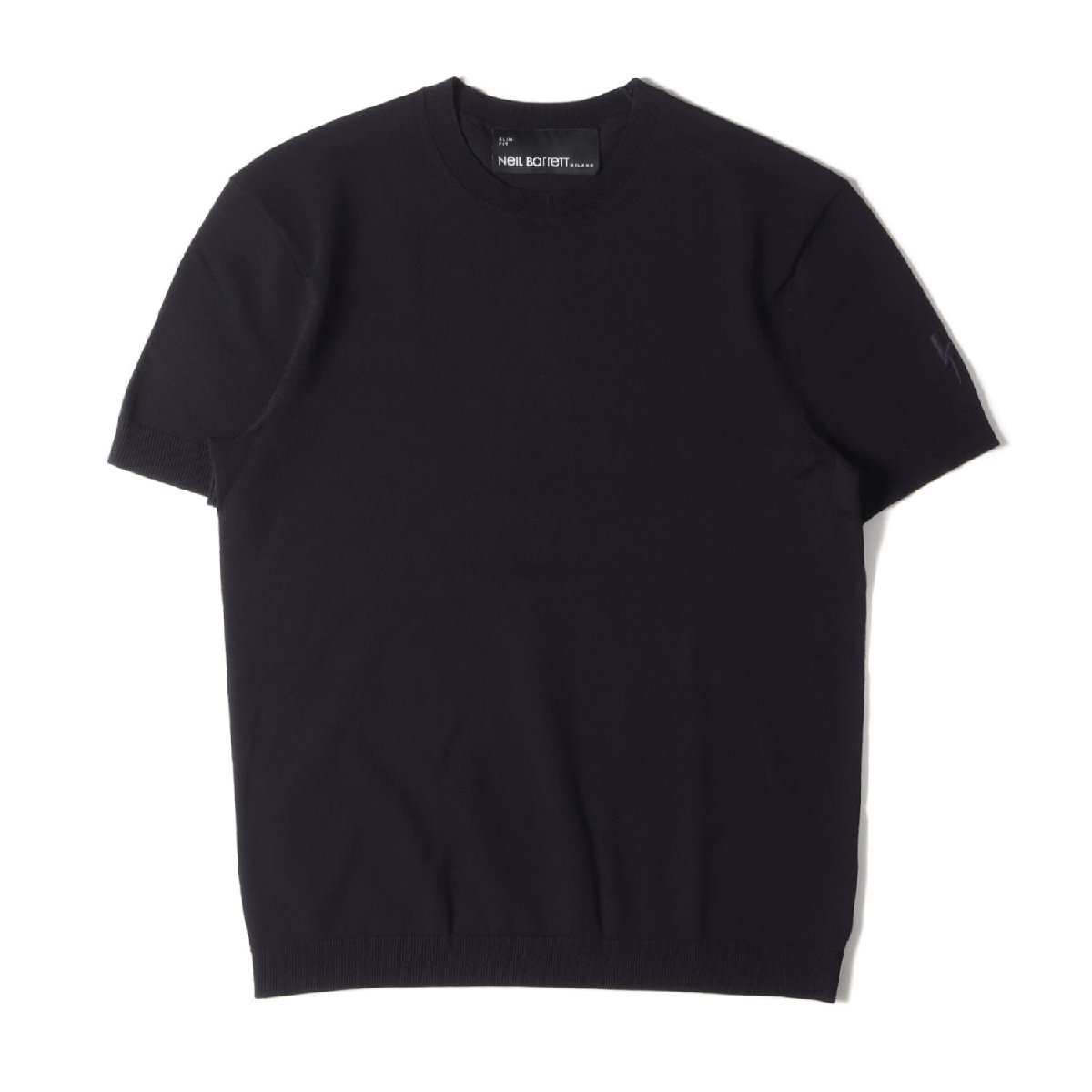 【在庫有】 ニールバレット Barrett Neil 美品 Tシャツ FIT SLIM ニットソー BMA1063E-C600 クルーネック ニット ストレッチ 近年モデル サイズ:S 半袖Tシャツ