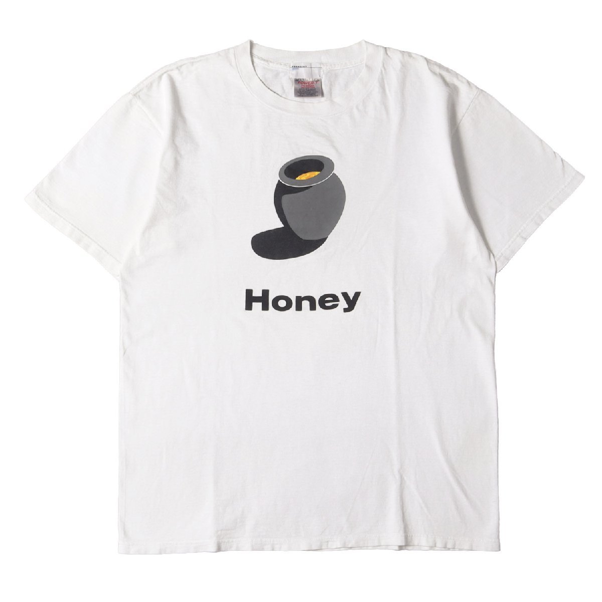 TRANSPORT トランスポート Tシャツ サイズ:L 90s Honey プリント クルーネック 半袖 Tシャツ ONEITAボディ ホワイト 白 トップス