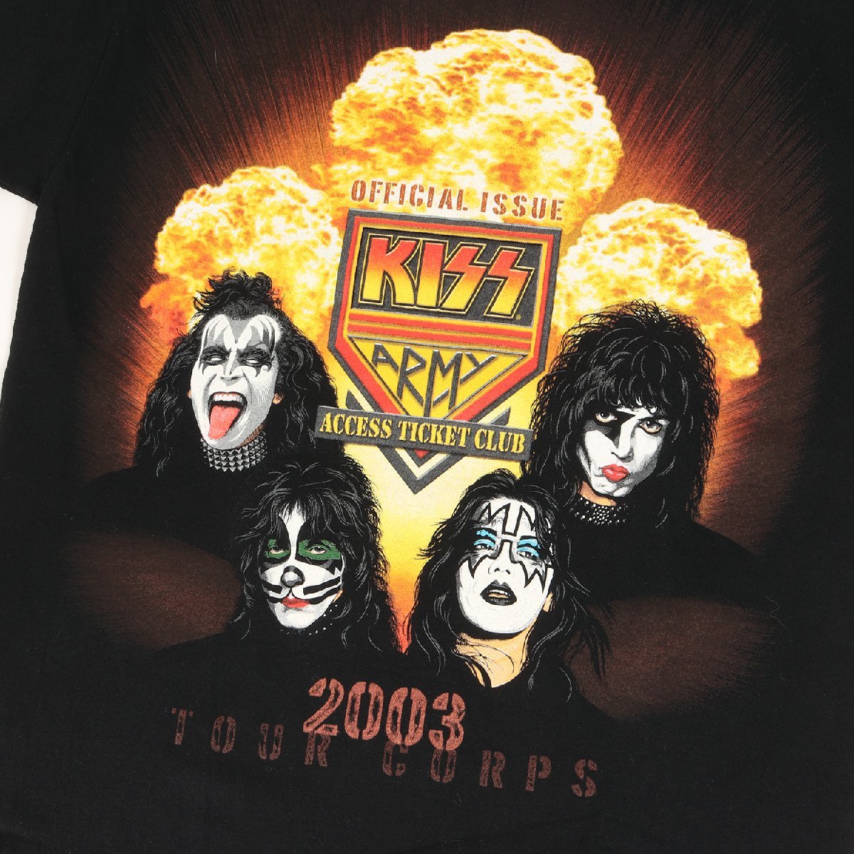 美品 Vintage Rock Item ヴィンテージロックアイテム Tシャツ サイズ：M KISS 2003 TOUR CORPS ツアー ARMY ACCESS TICKET CLUB 00s_画像4