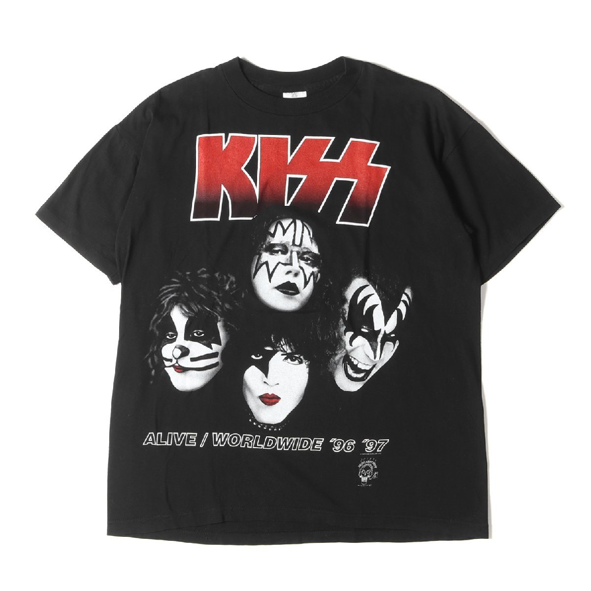 Vintage Rock Item ヴィンテージ ロック 90s KISS ALIVE WORLDWIDE 96-97 クルーネック Tシャツ PYRAMID USA製 デッドストック ブラック