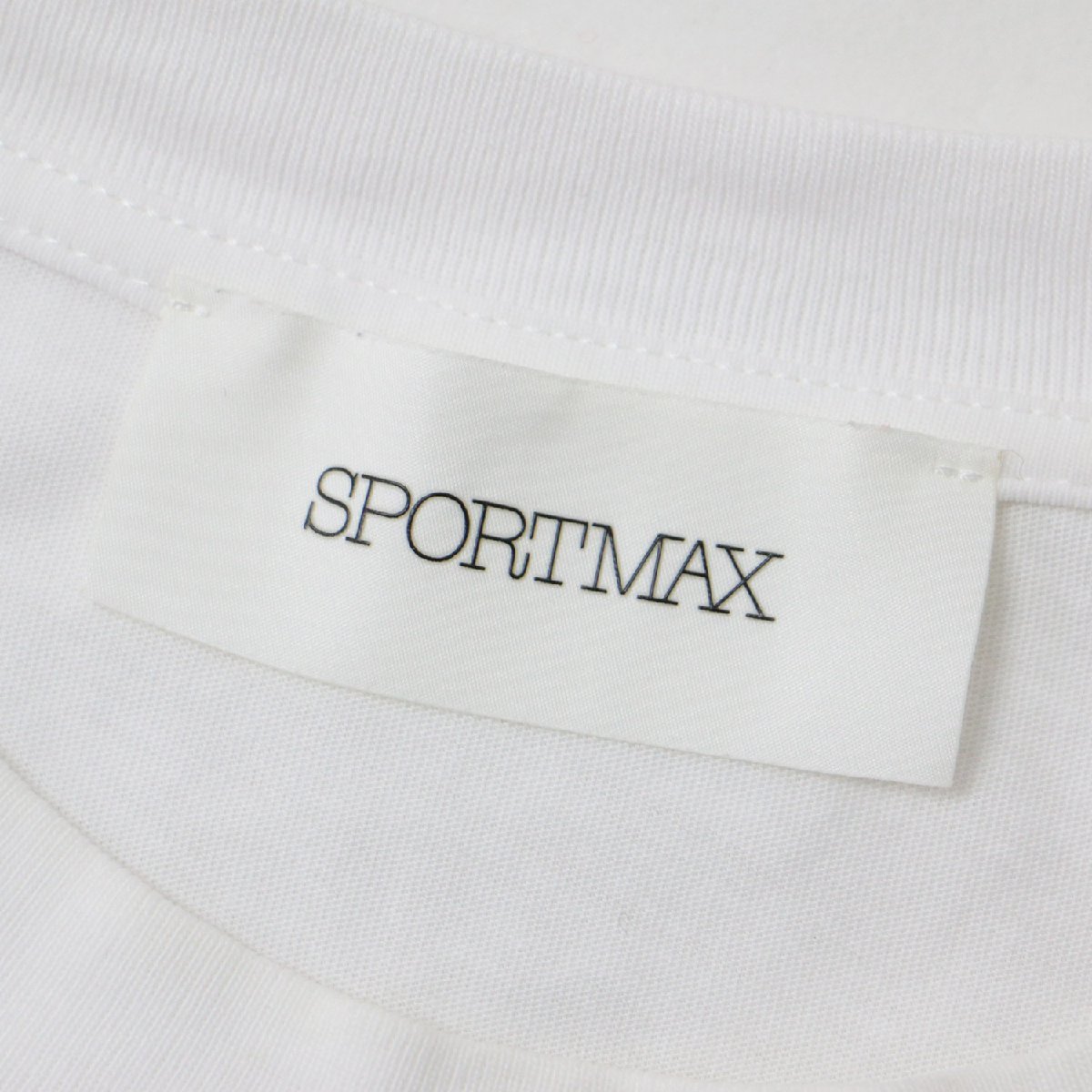 SPORTMAX スポーツマックス Tシャツ トップス ホワイト 白 M 長袖 クルーネック ロゴ グラフィック プリント オーバーサイズ コットン_画像4