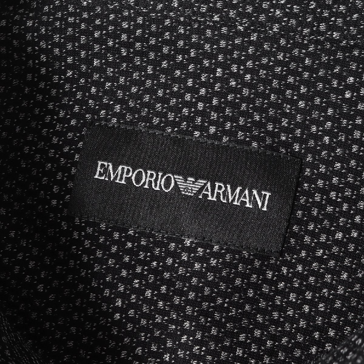 EMPORIO ARMANI エンポリオアルマーニ ジオメトリックジャガード スクエア ショートポイントカラー フライフロント ドレス シャツ 39_画像3