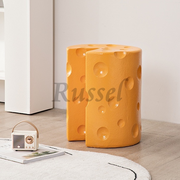 チーズ ホール 丸型 チェア スツール サイドテーブル 踏み台 高さ40cm 樹脂 インテリア 遊び心 背もたれなし 装飾_画像3