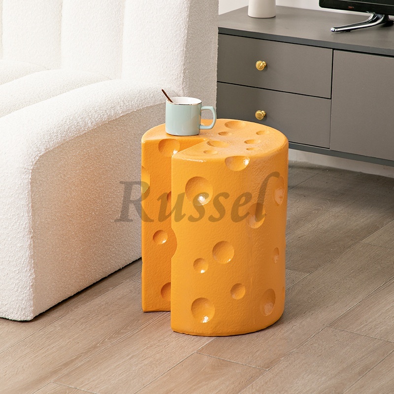 チーズ ホール 丸型 チェア スツール サイドテーブル 踏み台 高さ40cm 樹脂 インテリア 遊び心 背もたれなし 装飾_画像7