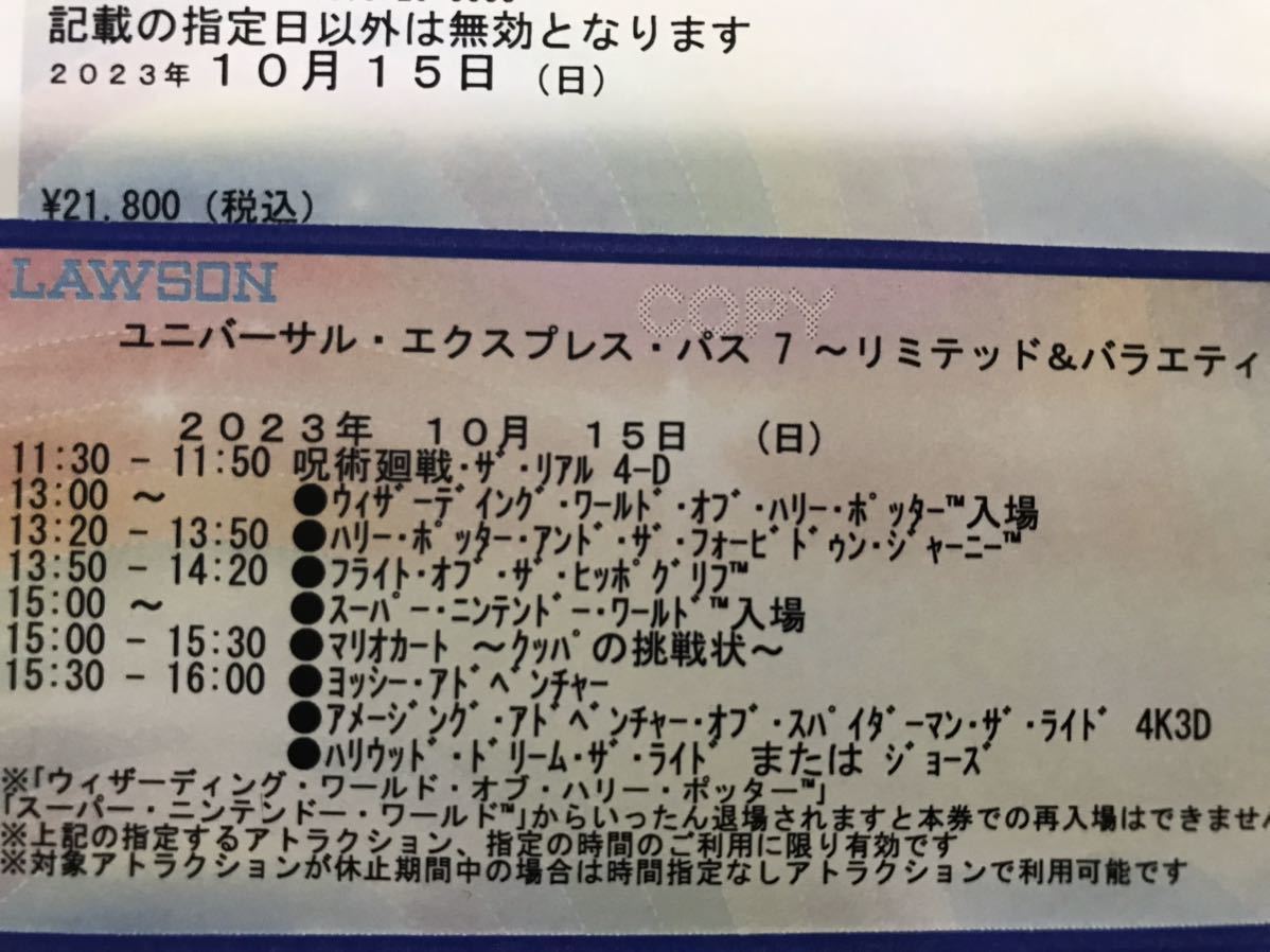 2枚or4枚【10月15日】USJ エクスプレスパス ユニバーサルスタジオジャパン ユニバ チケット 任天堂エリア ニンテンドー マリオ 定価87200円_画像2