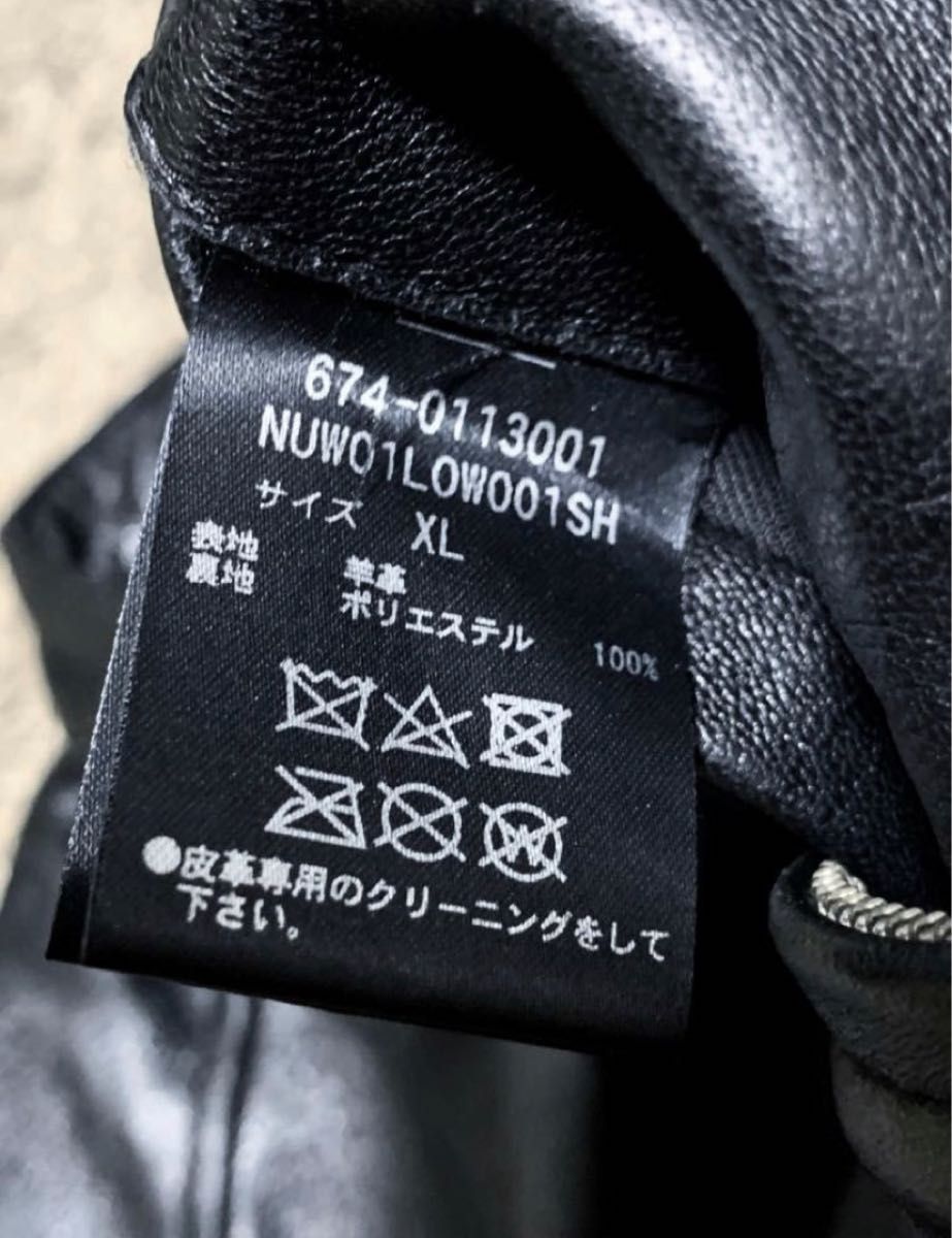 ◎極希少XLサイズ【 NANO UNIVERSE 】羊革 ラムレザー シングルライダースジャケット 黒 ★ 本革 ナノ・ユニバース