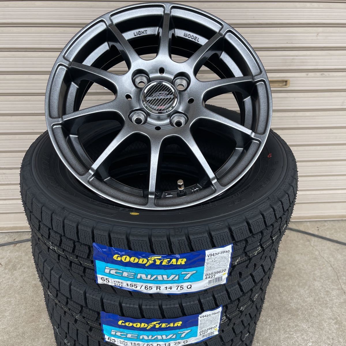 《シュナイダースタッグ》グッドイヤーアイスナビ7◆155/65R14◆NBOXタントムーヴワゴンRラパンアルトトコットスペーシア　冬タイヤ_画像2