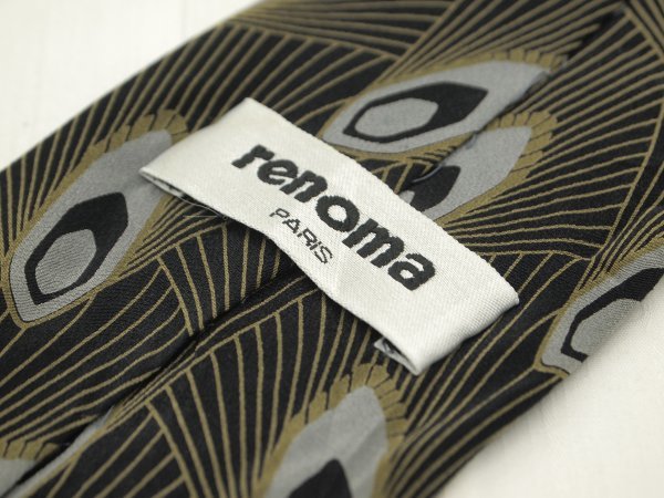 OA 637 【期間限定お試し】 レノマ renoma PARIS ネクタイ 黒色系 アート柄 プリント_画像3