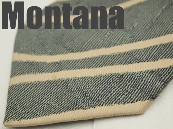 OA 816 【期間限定】モンタナ Montana ネクタイ 緑色系 ストライプ柄 プリント_画像1