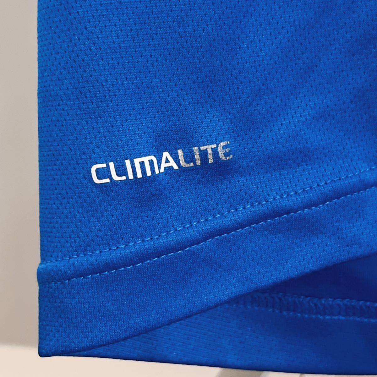 adidas アディダス ポロシャツ ハーフジップ スポーツウェア L メンズ ブルー 伸縮性 トレーニング CLIMALITE 半袖シャツ_画像7