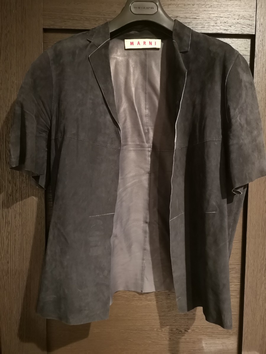 信頼 マルニ 半袖 ジャケット 黒 レザー 男性用 - fishtowndistrict.com