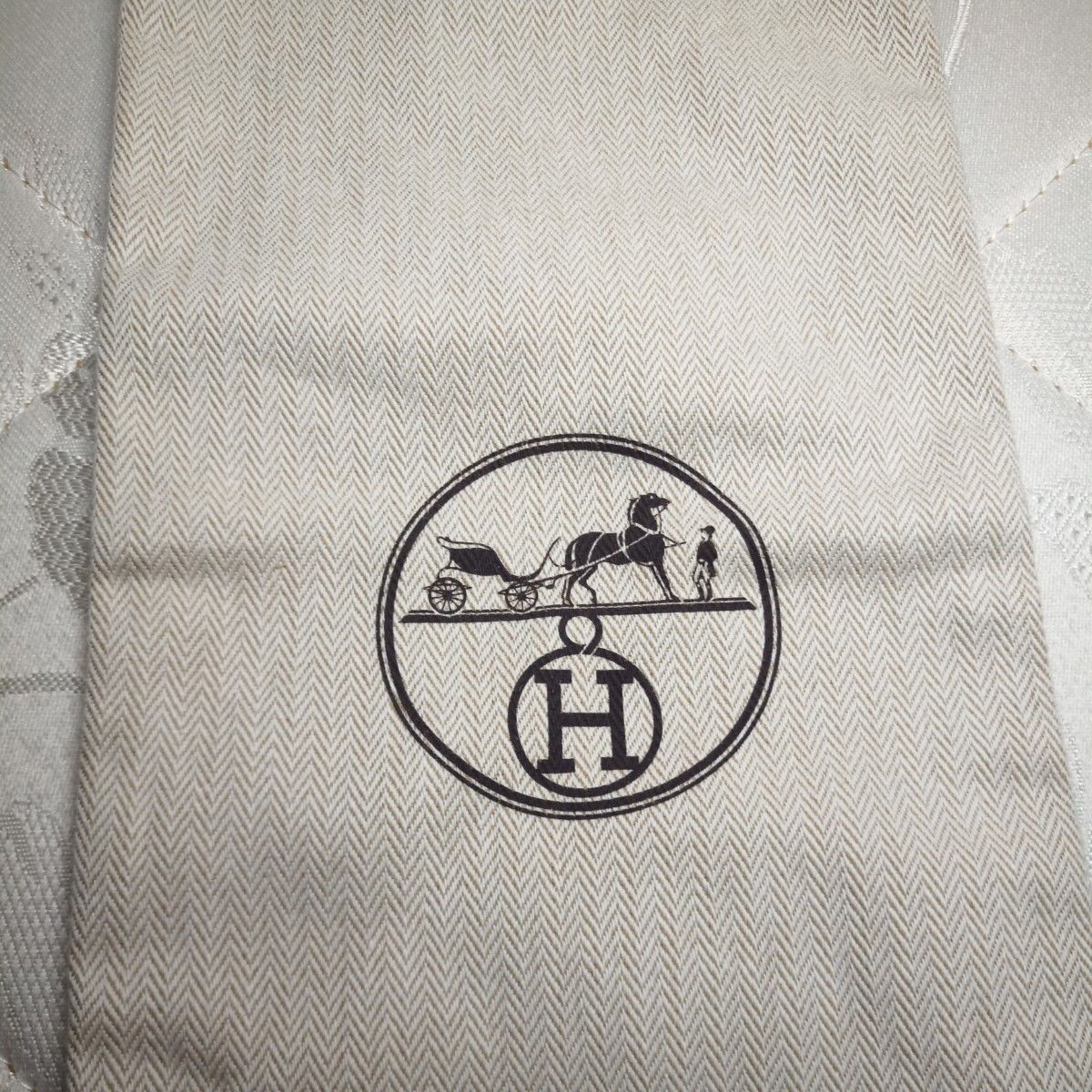★2枚セット★ HERMES エルメス 保存袋 巾着 袋布 巾着袋 布袋 付属品　ホワイト　ヘリンボーン
