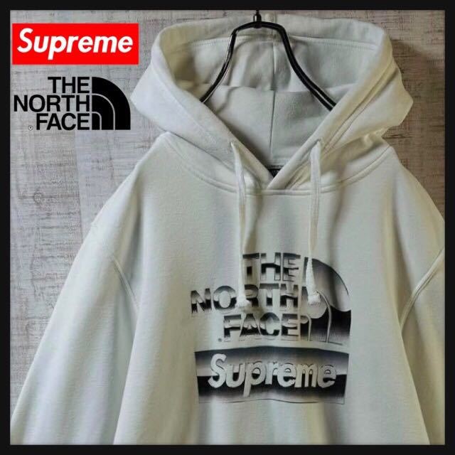 【希少品】Supreme シュプリーム THE NORTH FACE ノースフェイス コラボ メタルロゴ パーカー HOODIE Mサイズ ホワイト